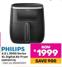 Game PHILIPS 6.2 L 3000 Series XL Digital Air Fryer (HD9257/8) offer