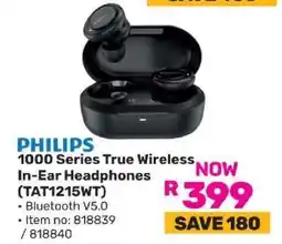 Game PHILIPS 1000 Series True Wireless In-Ear Headphones (TAT1215WT) offer