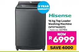Game Hisense 16 kg Top Loader Washing Machine (WT5T1625DT) offer