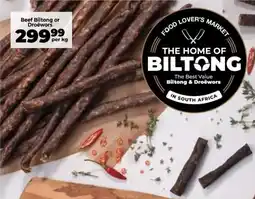 Food Lover's Market Beef Biltong or Droëwors offer