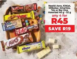 Food Lover's Market Nestlé Aero, KitKat, Milkybar, Smarties, Tex or Bar One Assorted offer