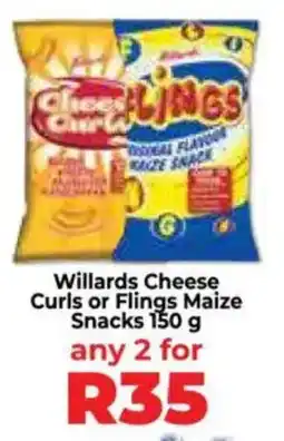 Food Lover's Market Willards Cheese Curls or Flings Maize Snacks offer
