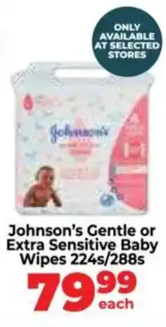 Food Lover's Market Johnson's Gentle or Extra Sensitive Baby Wipes offer