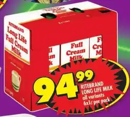 Shoprite Ritebrand long life milk all variants offer