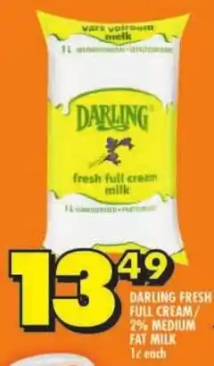 Shoprite Darling fresh full cream/ 2% medium fat milk offer