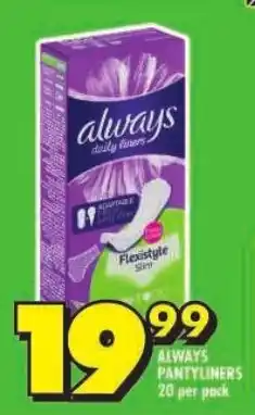 Shoprite Always pantyliners offer
