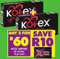 Shoprite Kotex tampons offer