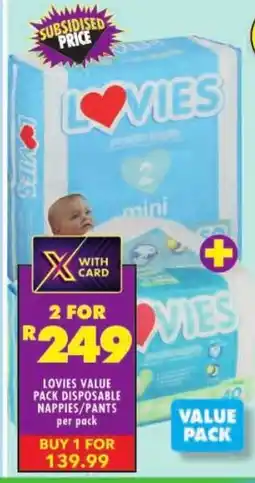 Shoprite Lovies value pack disposable nappies/ pants offer