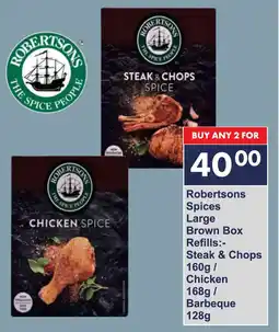 President Hyper Robertsons Spices Large Brown Box Refills Steak & Chops/ Chicken/ Barbeque offer