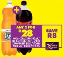 Shoprite Coca-cola zero sugar/ no caffeine/ light/ sprite zero/ fanta zero/ stoney zero soft drink offer