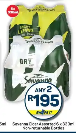 Pick n Pay Savanna Cider Assorted 6 x 330ml Non-Returnable Bottles offer
