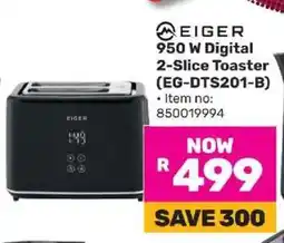 Game Eiger 950 W Digital 2-Slice Toaster (EG-DTS201-B) offer