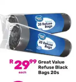 Game Great Value Refuse Black Bags 20s offer