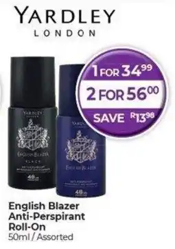 Dis-Chem Yardley English Blazer Anti-Perspirant Roll-On offer