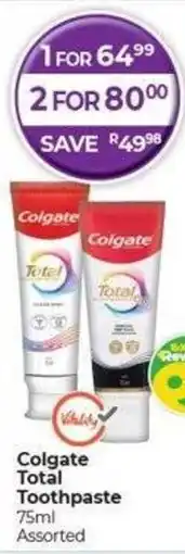 Dis-Chem Colgate Total Toothpaste offer