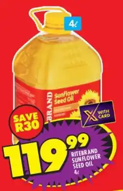 Shoprite Ritebrand Sunflower Seed Oil 4ℓ offer