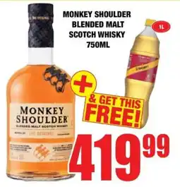Boxer Liquors Monkey shoulder blended malt scotch whisky offer