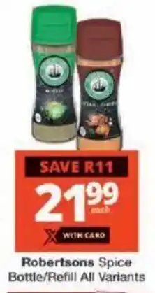 Checkers Robertsons Spice Bottle/ Refill All Variants offer