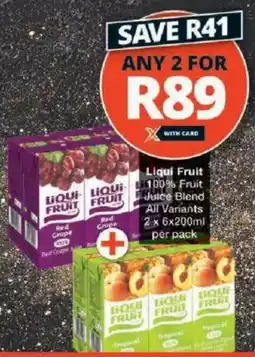 Checkers Liqui Fruit 100% Fruit Juice Blend All Variants offer