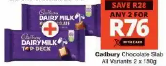 Checkers Cadbury Chocolate Slab All Variants offer