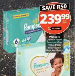 Checkers Pampers Jumbo Pack/ Premium Care Value Pack Disposable Nappies/ Pants offer