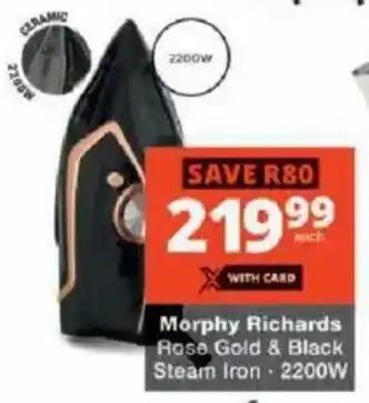 Checkers Morphy Richards Rose Gold & Black Steam Iron offer