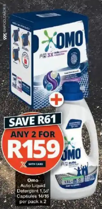 Checkers Omo Auto Liquid Detergent/ Capsules offer