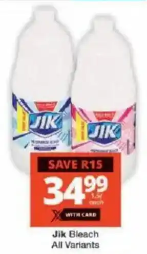 Checkers Jik Bleach All Variants offer