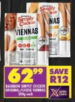 Shoprite Rainbow simply chicken original/ cheese viennas offer