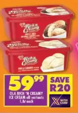 Shoprite Ola rich 'n creamy ice cream all variants offer