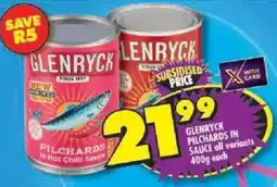 Shoprite Glenryck pilchards in sauce all variants offer