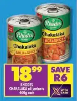 Shoprite Rhodes chakalaka all variants offer