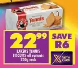 Shoprite Bakers tennis biscuits all variants offer
