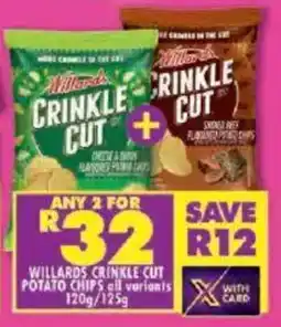Shoprite Willards crinkle cut potato chips all variants offer