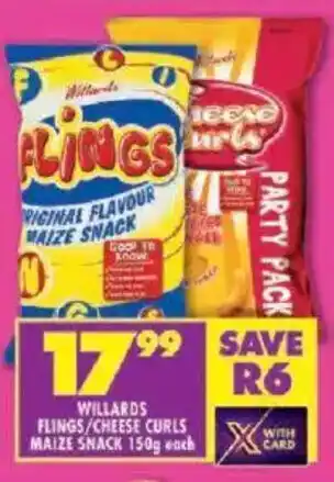 Shoprite Willards flings/ cheese curls maize snack offer