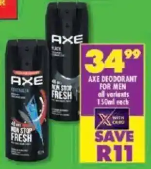 Shoprite Axe deodorant for men offer