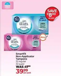 Dis-Chem Lil-lets Smartfit Non-Applicator Tampons offer
