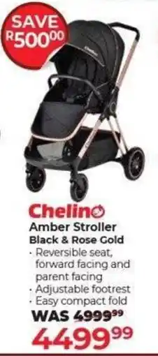 Dis-Chem Chelino Amber Stroller Black & Rose Gold offer