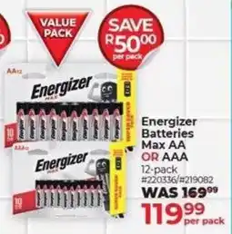 Dis-Chem Energizer Batteries Max AA OR AAA offer