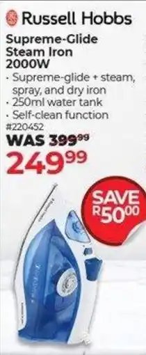 Dis-Chem Russell Hobbs Supreme-Glide Steam Iron 2000W offer