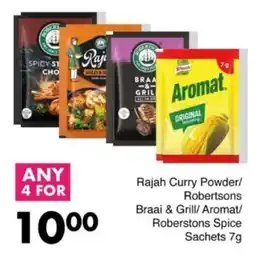 Save Hyper Rajah Curry Powder/ Robertsons Braai & Grill/ Aromat/ Roberstons Spice Sachets offer
