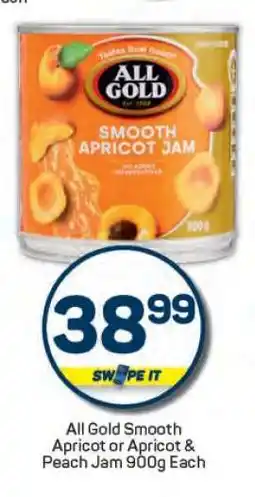 Pick n Pay All Gold Smooth Apricot or Apricot & Peach Jam 900g offer