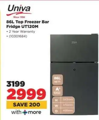 HiFi Corp Univa 86L Top Freezer Bar Fridge UT120M offer