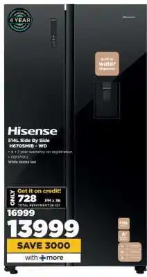 HiFi Corp Hisense 514L Side By Side H670SMIB - WD offer