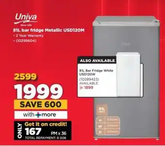 HiFi Corp Univa 81L bar fridge Metallic USD120M offer