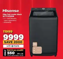 HiFi Corp Hisense 21kg Top Loader Black WT7T21225DB offer