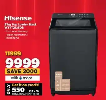 HiFi Corp Hisense 21kg Top Loader Black WT7T21225DB offer