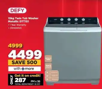 HiFi Corp Defy 15Kg Twin Tub Washer Metallic DTT151 offer