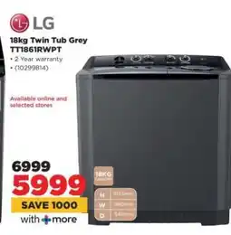 HiFi Corp LG 18Kg Twin Tub Grey TT1861RWPT offer