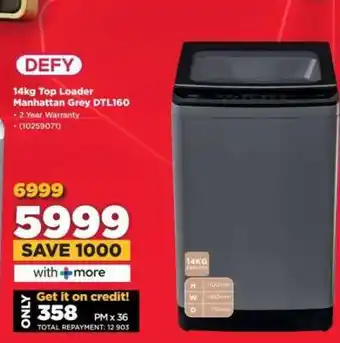 HiFi Corp DEFY 14kg Top Loader Manhattan Grey DTL160 offer